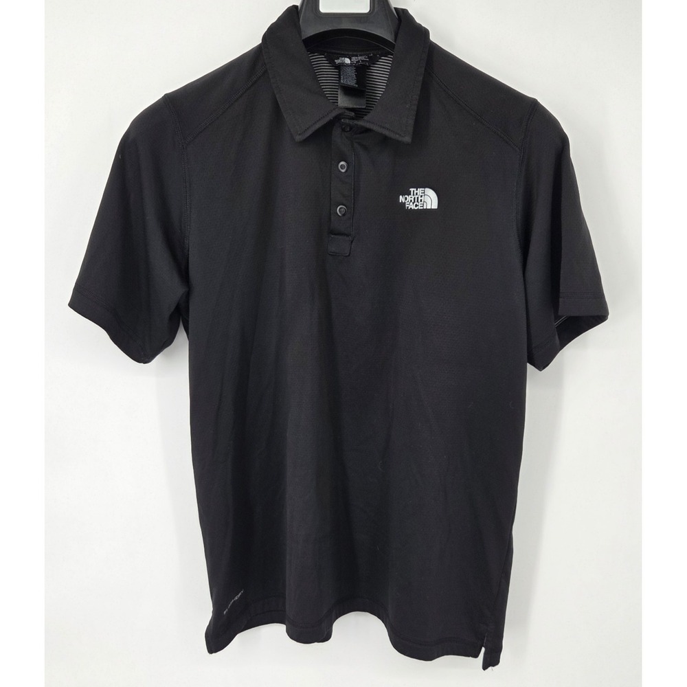 The North Face Polo Shirt Mens Large Black FlashDry Performance Athletic Snap